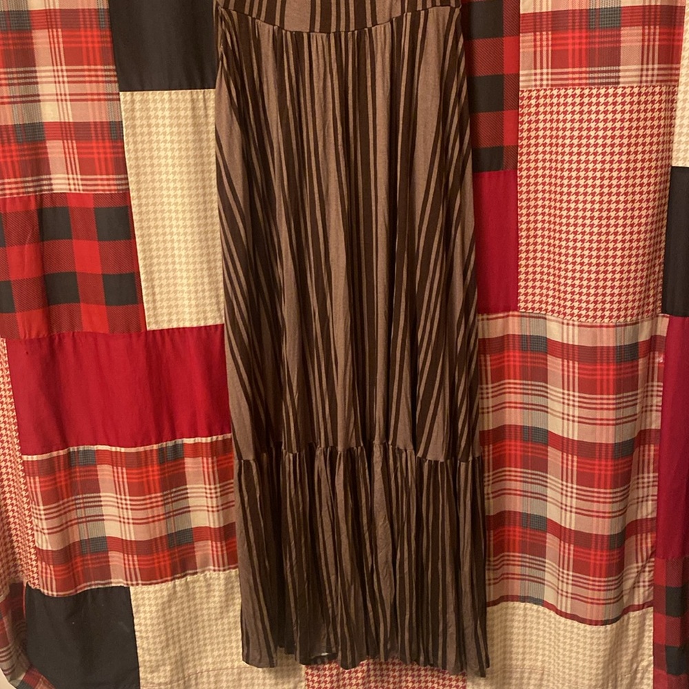 NWOT torrid Maxi Jersey Tie-Front Dress - chocolate brown stripes - Picture 7 of 8